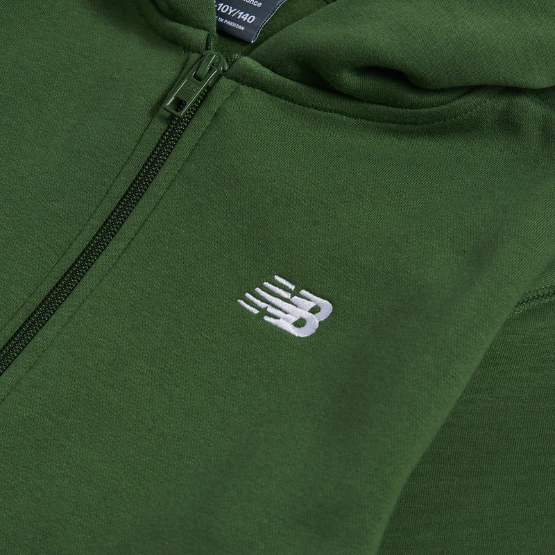 Felpa per bambini New Balance Brush Back Small Logo Full Zip Hoodie dark alpine green 3