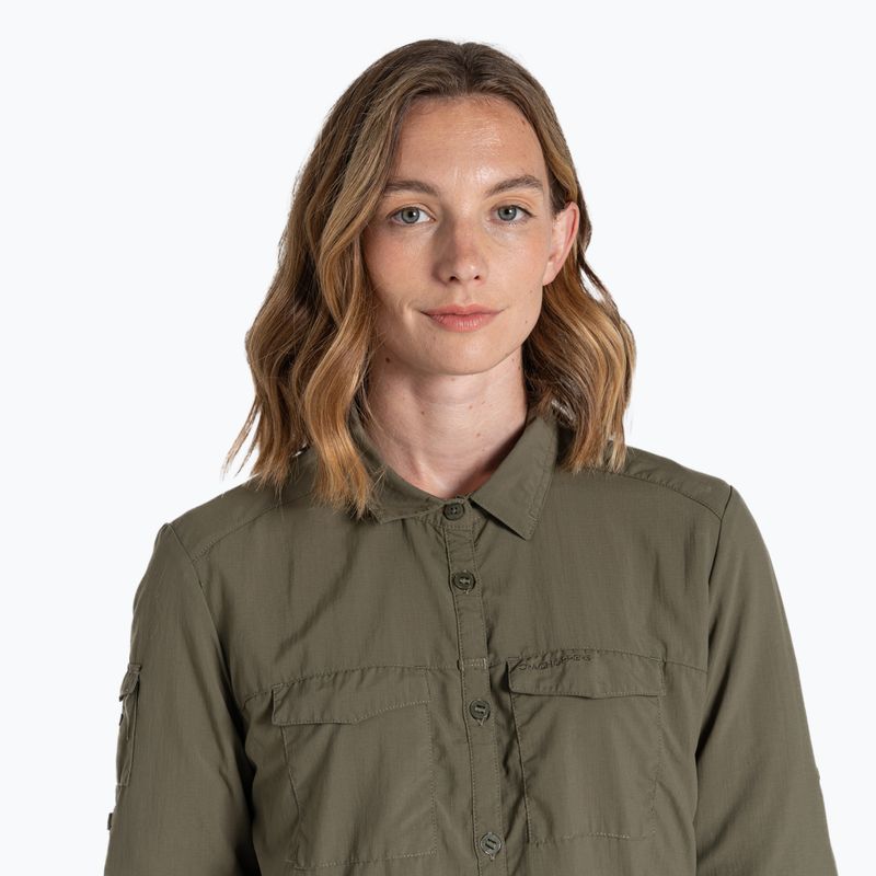 Camicia Craghoppers NosiLife Adventure a maniche lunghe III da donna, oliva selvatica, da trekking 4