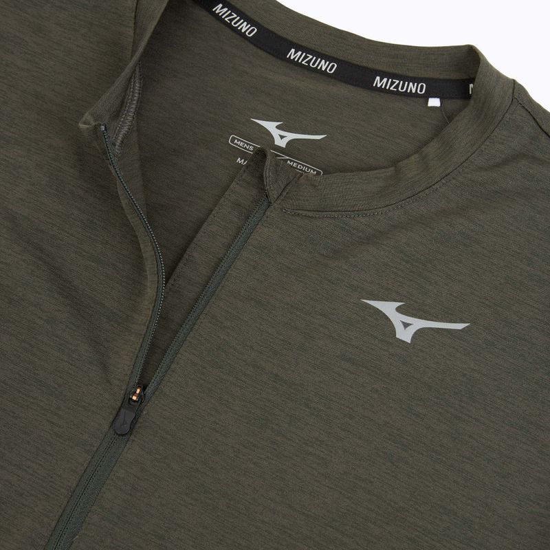 Felpa da corsa uomo Mizuno Core Impulse Half Zip Long Sleeve Tee forest night 3