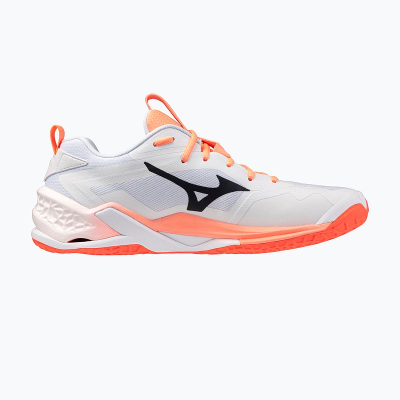 Scarpe da pallamano Mizuno Wave Stealth Neo 2.1 white/black/flamingo coral 2