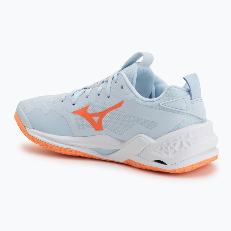 Scarpe da pallamano donna Mizuno Wave Stealth Neo 2.1 blue finch/lava orange/white 3