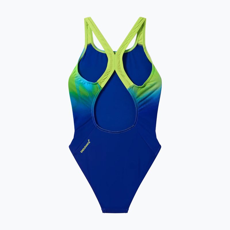 Costume da bagno intero bambino Speedo Digital Placement Powerback night watch/citrus green 2