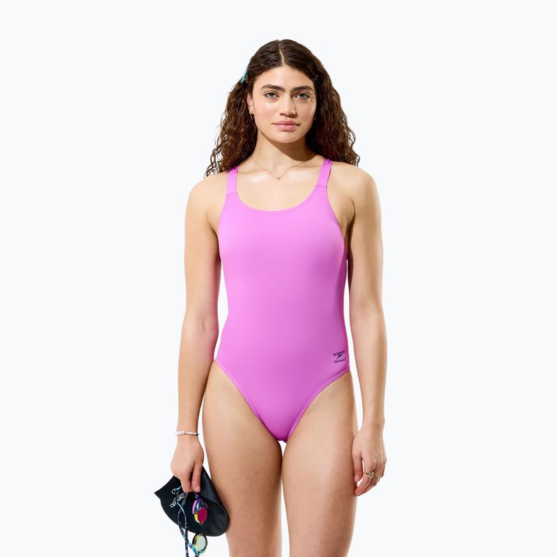 Costume da bagno intero donna Speedo Solid Leaderback orchid shine 3