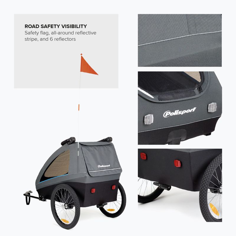 Rimorchio da bici Polisport Kids Trailer&Stroller black/grey 5