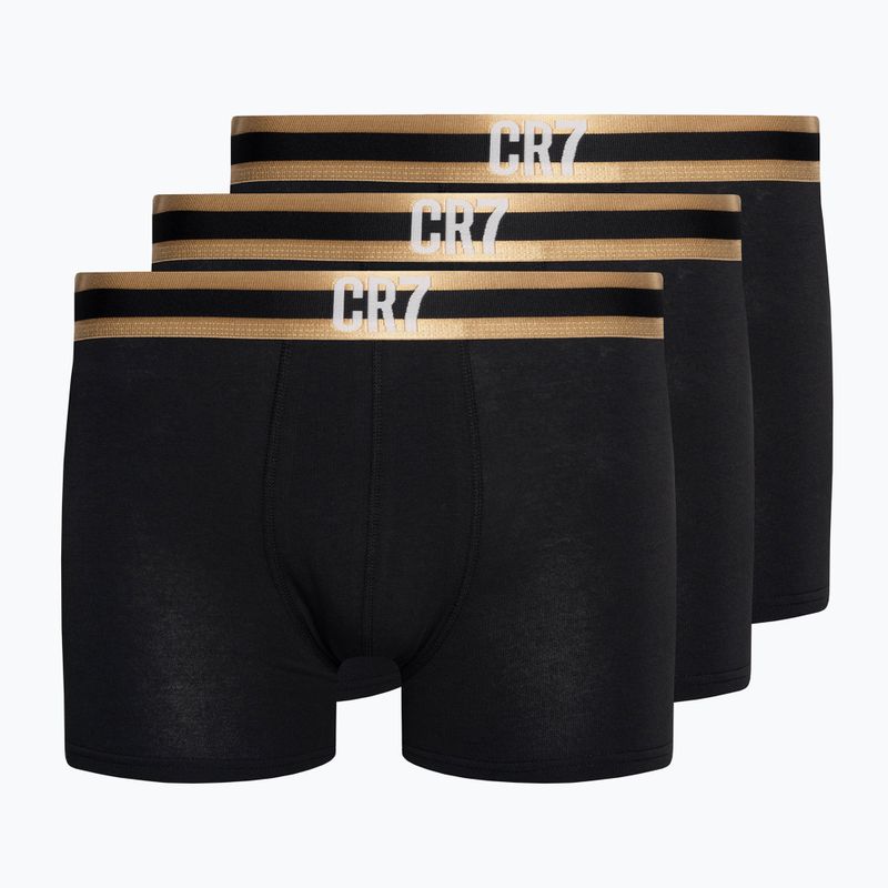 Boxer CR7 Basic Trunk da uomo 3 paia nero/oro