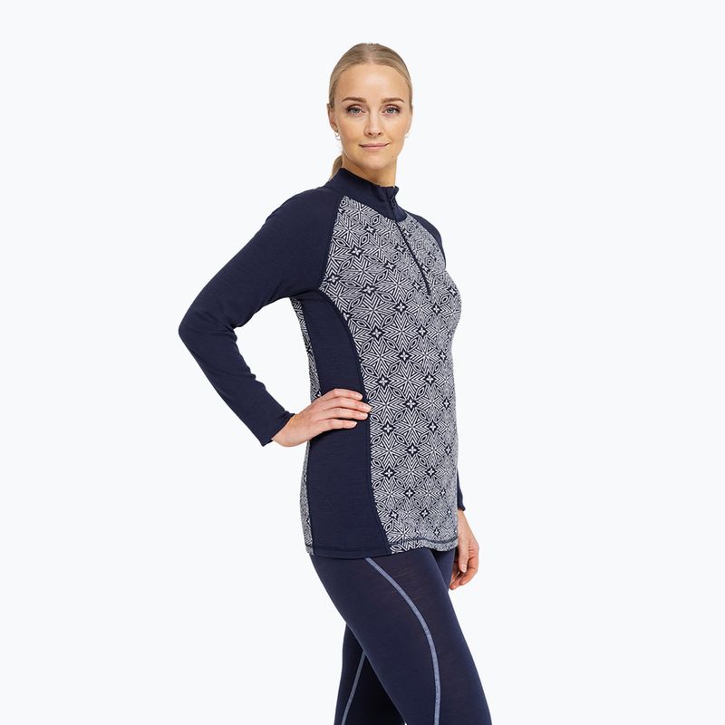 Felpa termica donna Dovre Wool Organic Half Zip navy 3