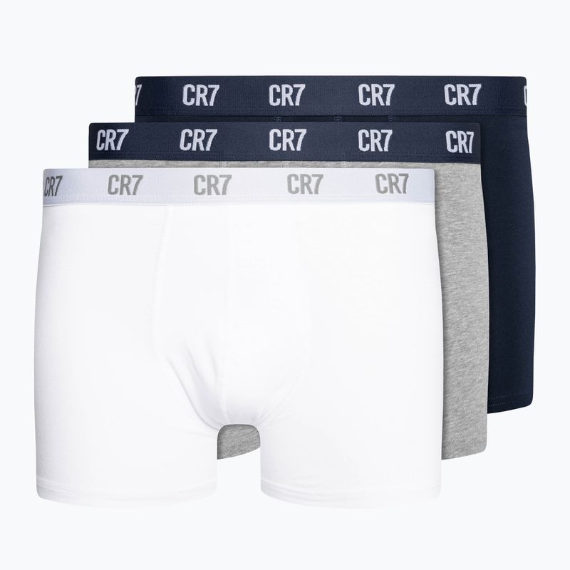 Boxer CR7 Basic Trunk da uomo 3 paia grigio melange/bianco/navy