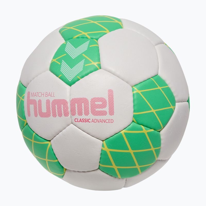 Palla da pallamano Hummel Classic Advanced HB off white/green/yellow size 2 2