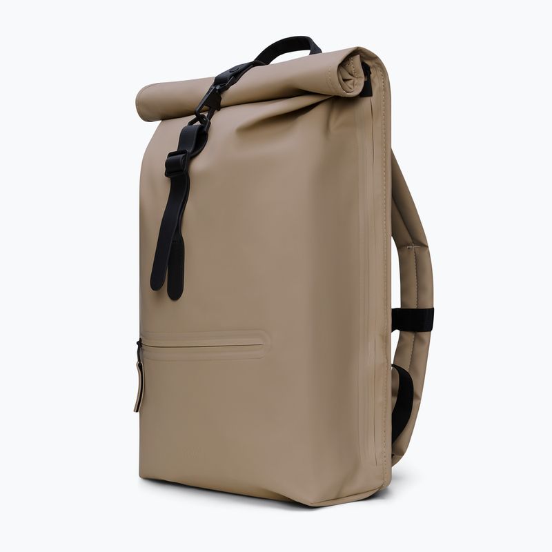 Zaino urbano Rains Rucksack Rolltop Beige 2