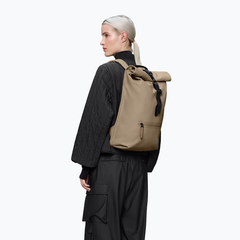 Zaino urbano Rains Rucksack Rolltop Beige 4