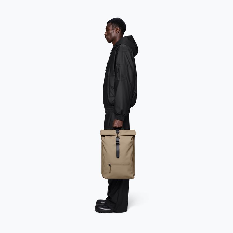 Zaino urbano Rains Rucksack Rolltop Beige 5