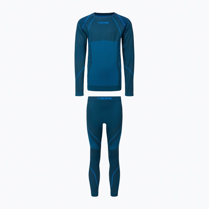 Set di biancheria intima termica per bambini Viking Skido Recycled blu navy