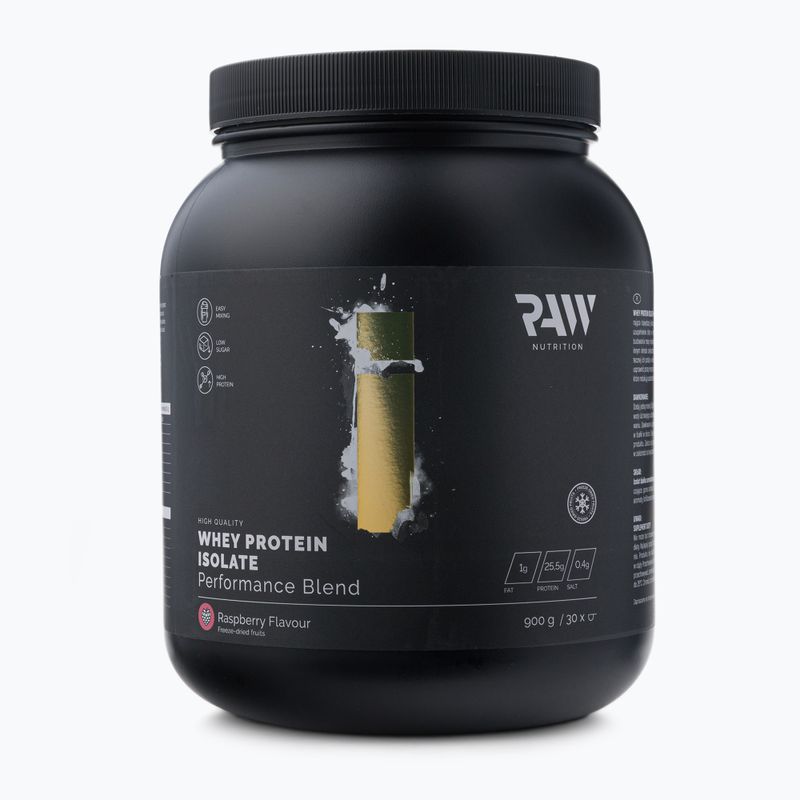 Proteine del siero del latte isolate Raw Nutrition al lampone 900 g