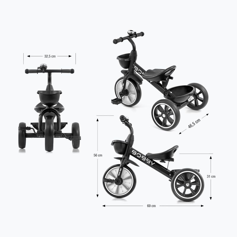 Bicicletta senza pedali a tre ruote Milly Mally Bobby black 12
