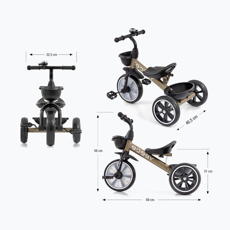 Bicicletta senza pedali a tre ruote Milly Mally Bobby golden 13