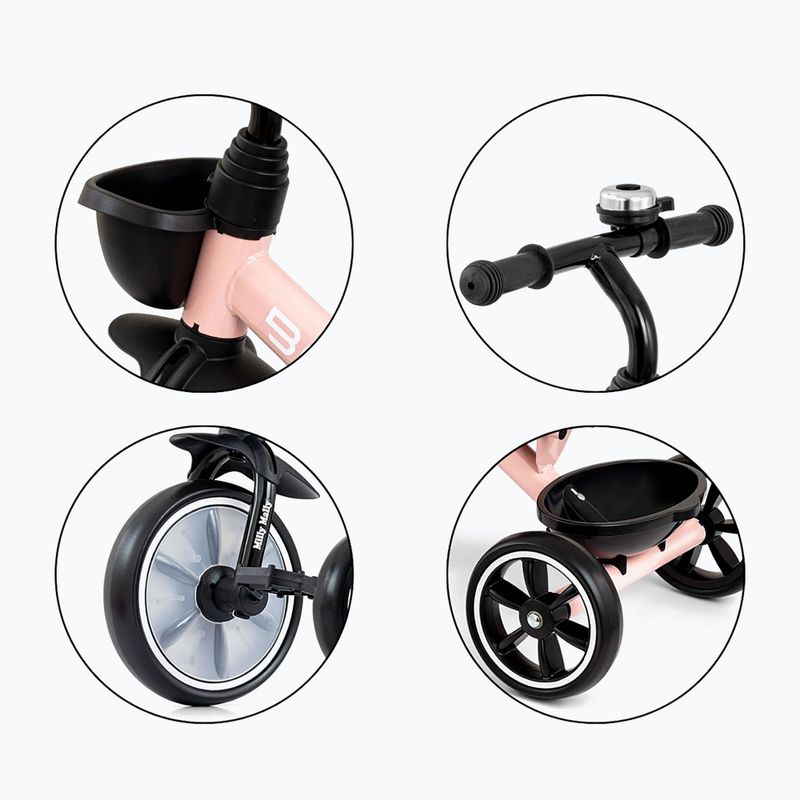 Bicicletta senza pedali a tre ruote Milly Mally Bobby pink 11