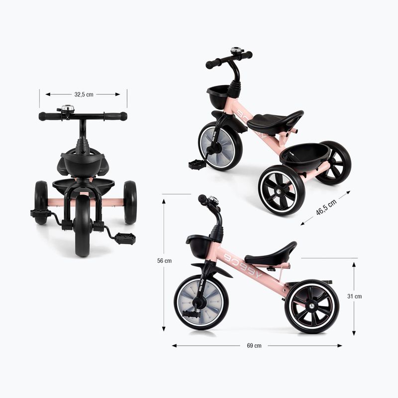 Bicicletta senza pedali a tre ruote Milly Mally Bobby pink 12