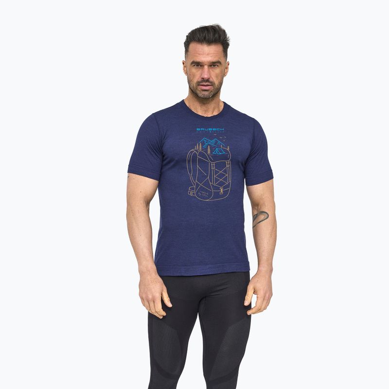 Maglietta termica da uomo Brubeck Outdoor Wool Pro navy blue 2