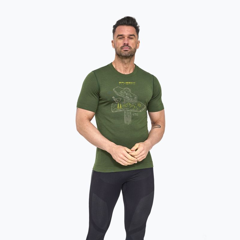 Maglia termica da uomo Brubeck Outdoor Wool Pro dark green 2