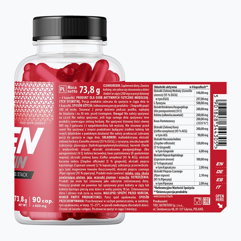 Bruciatore di grasso Trec ClenBurexin XXL 90 capsule 2