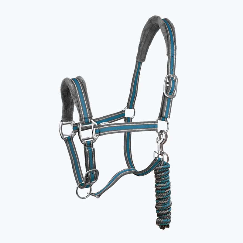 Cavezza per cavalli York Calipso grigio/blu con legatura