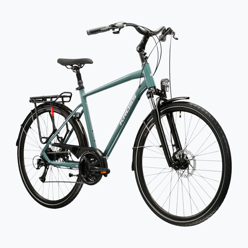 Bicicletta trekking da uomo KROSS Trans 3.0 green/silver/gloss 2