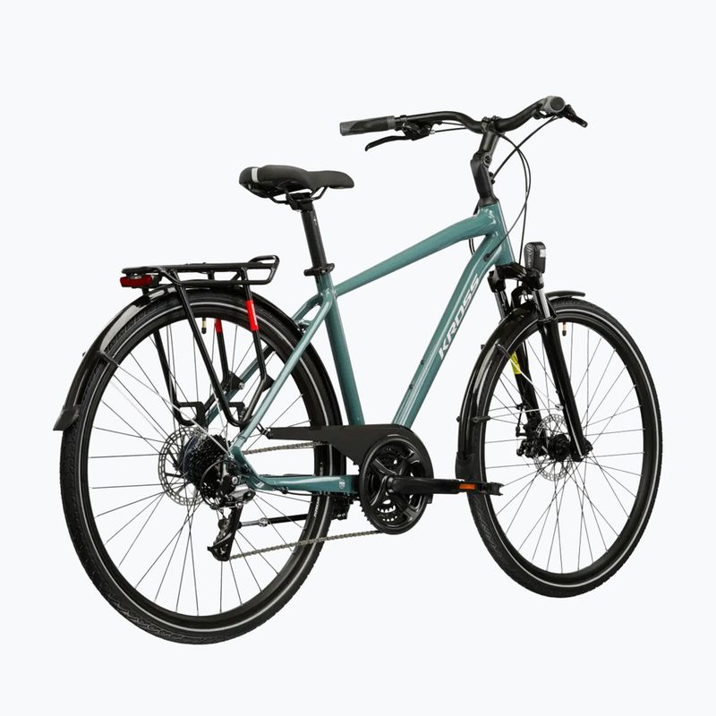 Bicicletta trekking da uomo KROSS Trans 3.0 green/silver/gloss 3