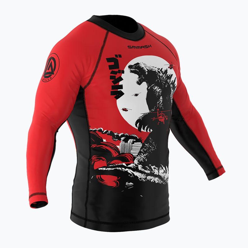 SMMASH Zilla, costume da bagno a maniche lunghe da uomo, rosso 3