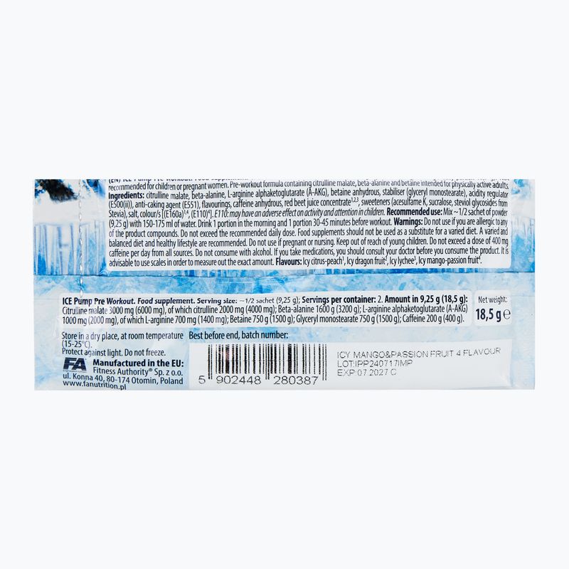 Fitness Authority pre-allenamento Fa Ice Pump Pre Workout 18,5 g mango ghiacciato/frutto della passione 2