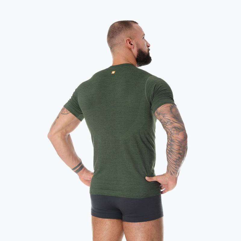 Maglietta termica Brubeck Outdoor Merino Wool Pro da uomo verde scuro/bianco 2 2