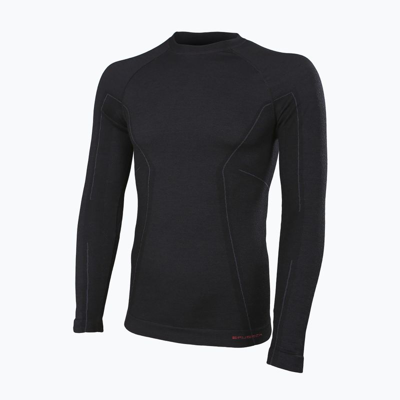 Brubeck LS12820 Active Wool manica lunga uomo nero 2