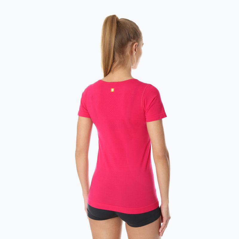 Maglietta termica da donna Brubeck Outdoor Merino Wool Pro lampone/montagna 1 2