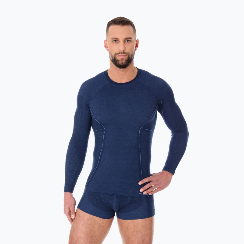 Maglia termica da uomo Brubeck Active Wool blu navy