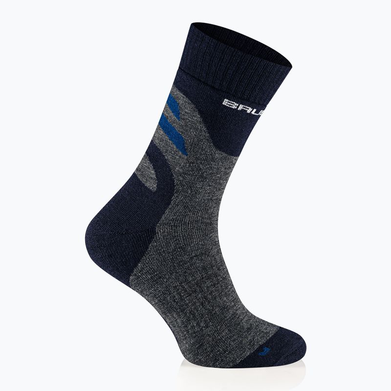 Calze da uomo Brubeck Trekking Merino grafite/blu 2
