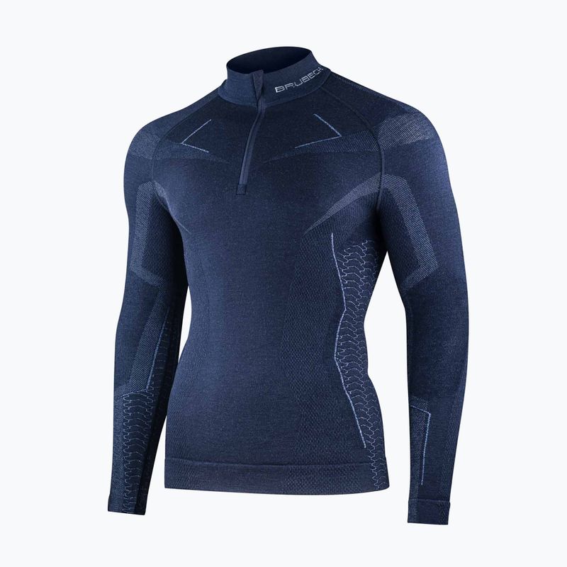 Felpa termica da uomo Brubeck Extreme Merino 1/3 Zip navy 3