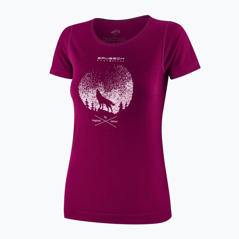 Maglia termica da donna Brubeck Outdoor Merino Wool Pro SS plum/mountain 3 3
