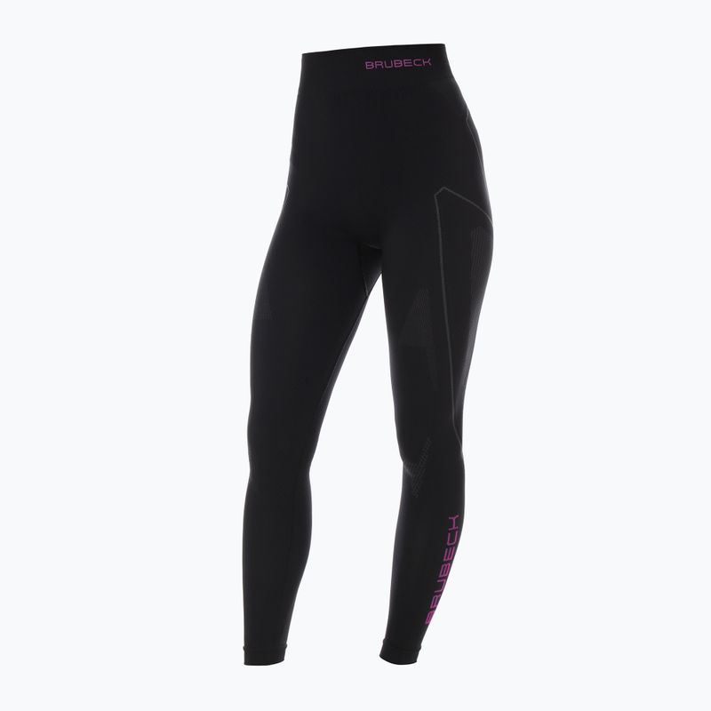 Pantaloni termici da donna Brubeck Thermo nero/rosa 3