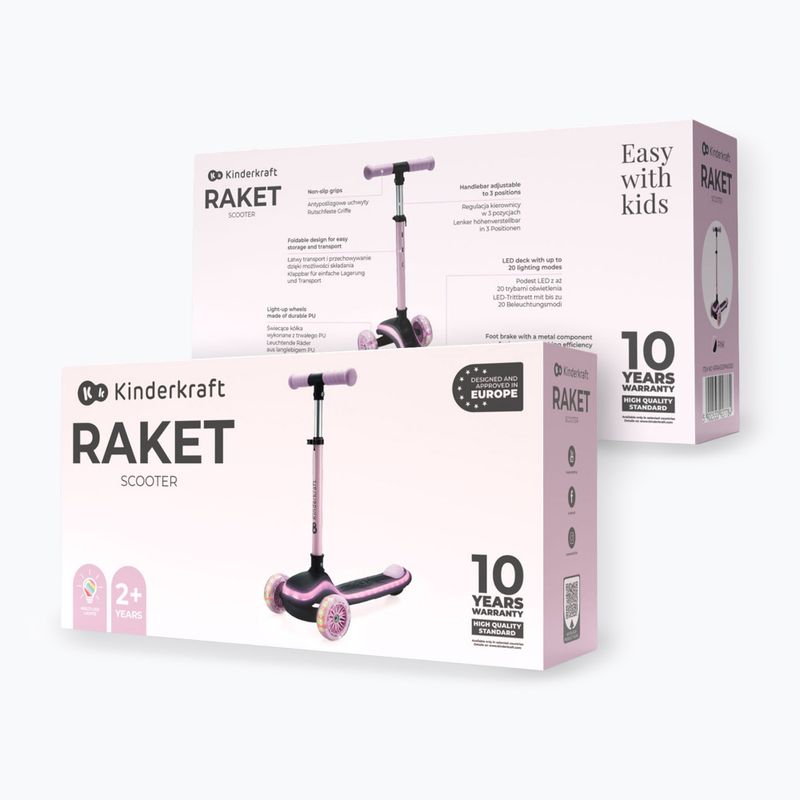 Monopattino a tre ruote per bambini Kinderkraft Raket pink 8