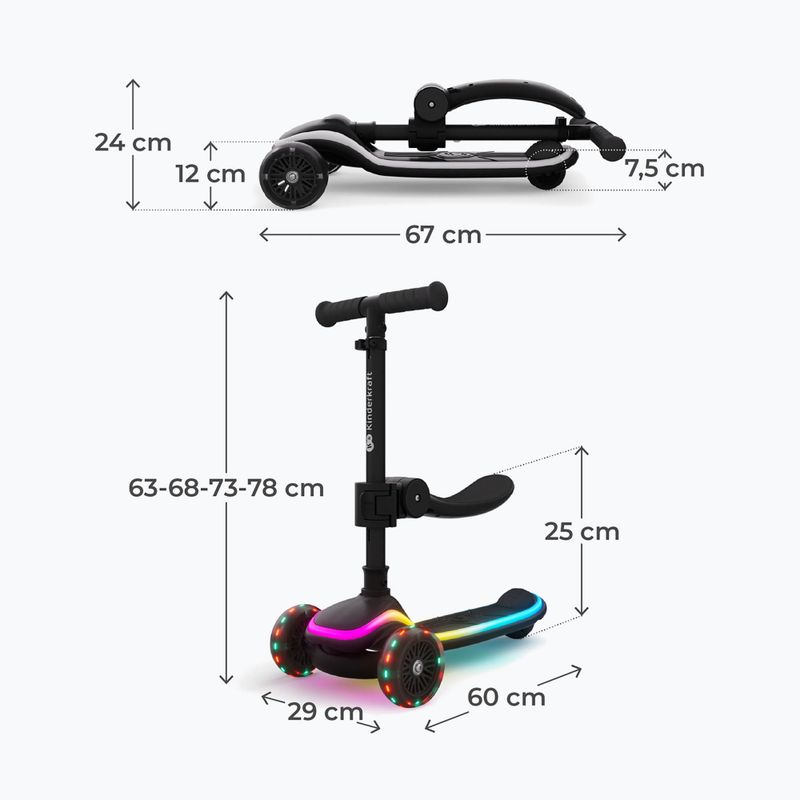 Monopattino a tre ruote per bambini Kinderkraft Raket Up black 2