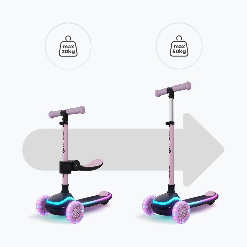 Monopattino a tre ruote per bambini Kinderkraft Raket Up pink 11