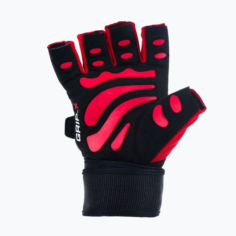 Guanti da allenamento DBX BUSHIDO con velcro lungo e sistema di presa nero/rosso 3