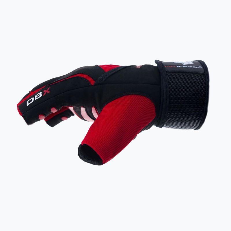 Guanti da allenamento DBX BUSHIDO con velcro lungo e sistema di presa nero/rosso 4