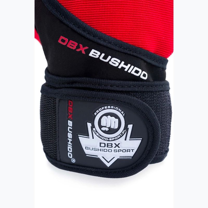 Guanti da allenamento DBX BUSHIDO con velcro lungo e sistema di presa nero/rosso 8