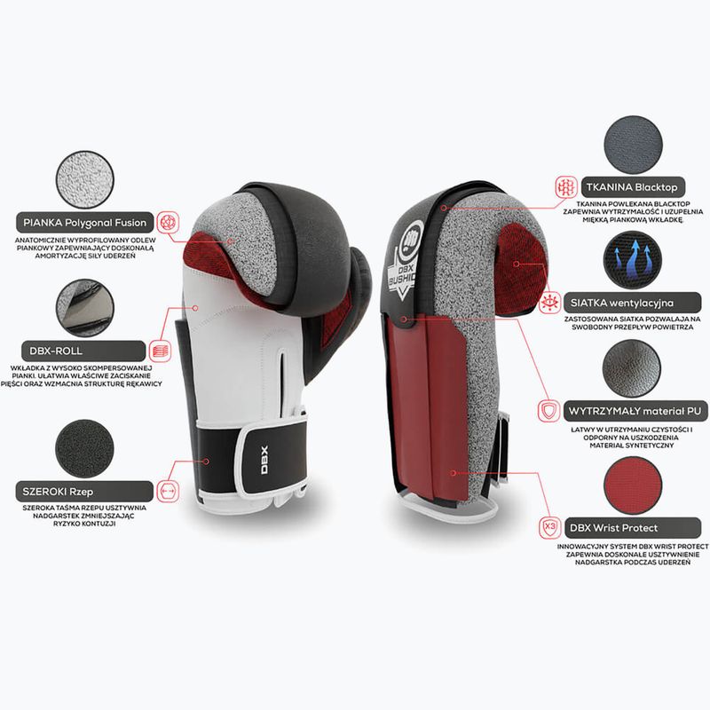 Guanti da boxe BDX BUSHIDO B-3W bianco/nero 12