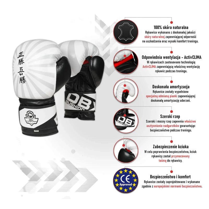 DBX BUSHIDO "Japan" guantoni da boxe bianchi B-2v8 16