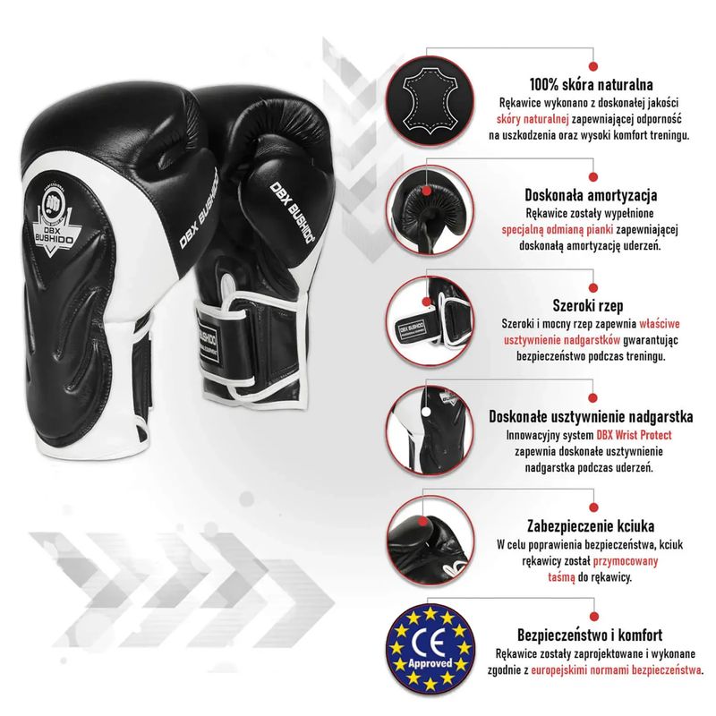 Guanti da boxe DBX BUSHIDO con sistema Wrist Protect nero Bb4 8