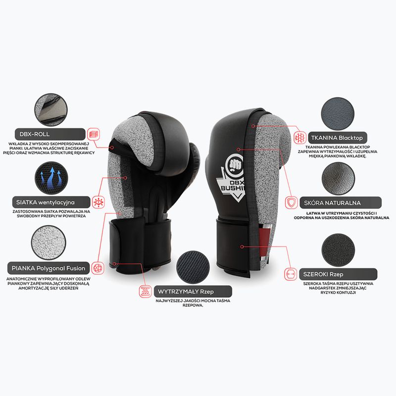 Guanti da boxe DBX BUSHIDO in pelle naturale nera B-2v13 14