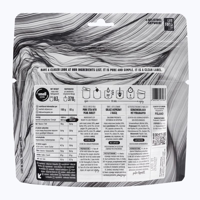 Alimenti liofilizzati LYOFOOD Spezzatino di maiale con porridge 83 g 2
