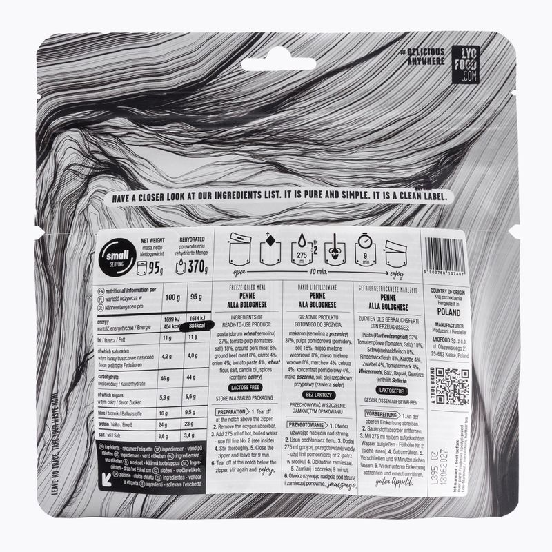 Alimenti liofilizzati LYOFOOD Penne alla bolognese 95 g 2