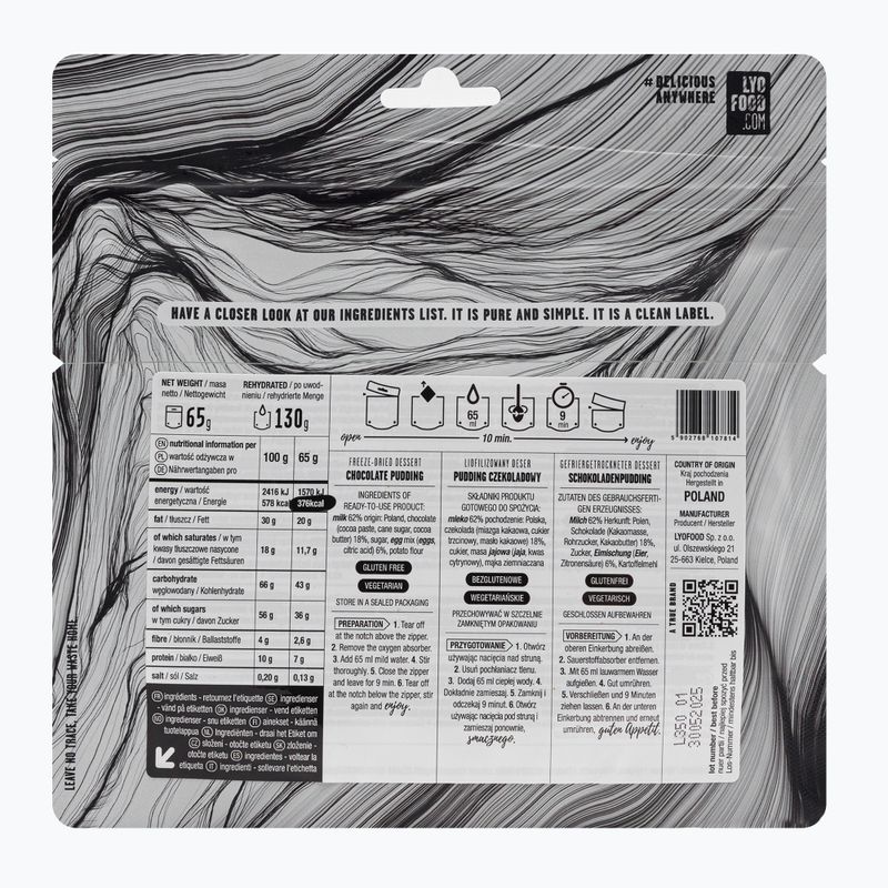Alimenti liofilizzati LYOFOOD Budino al cioccolato 65 g 2